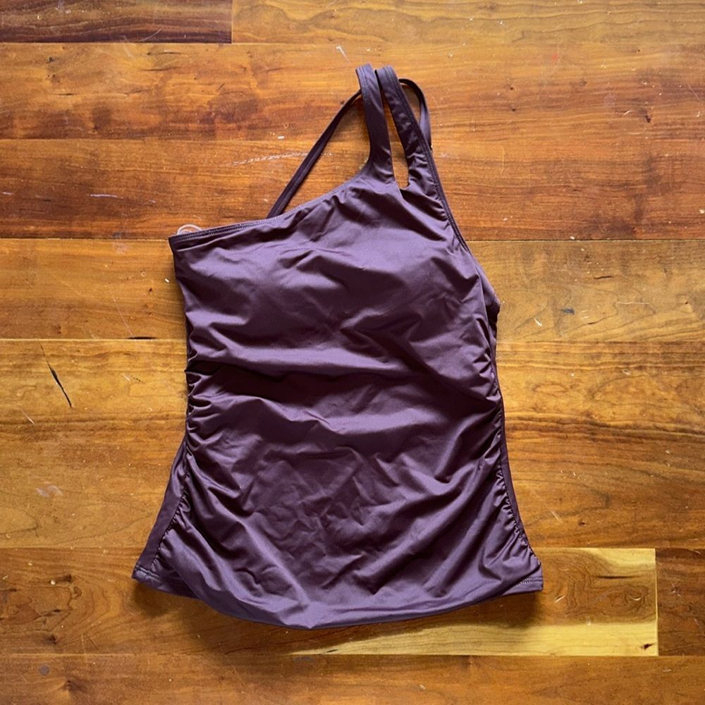 La Blanca brown one shoulder tankini top